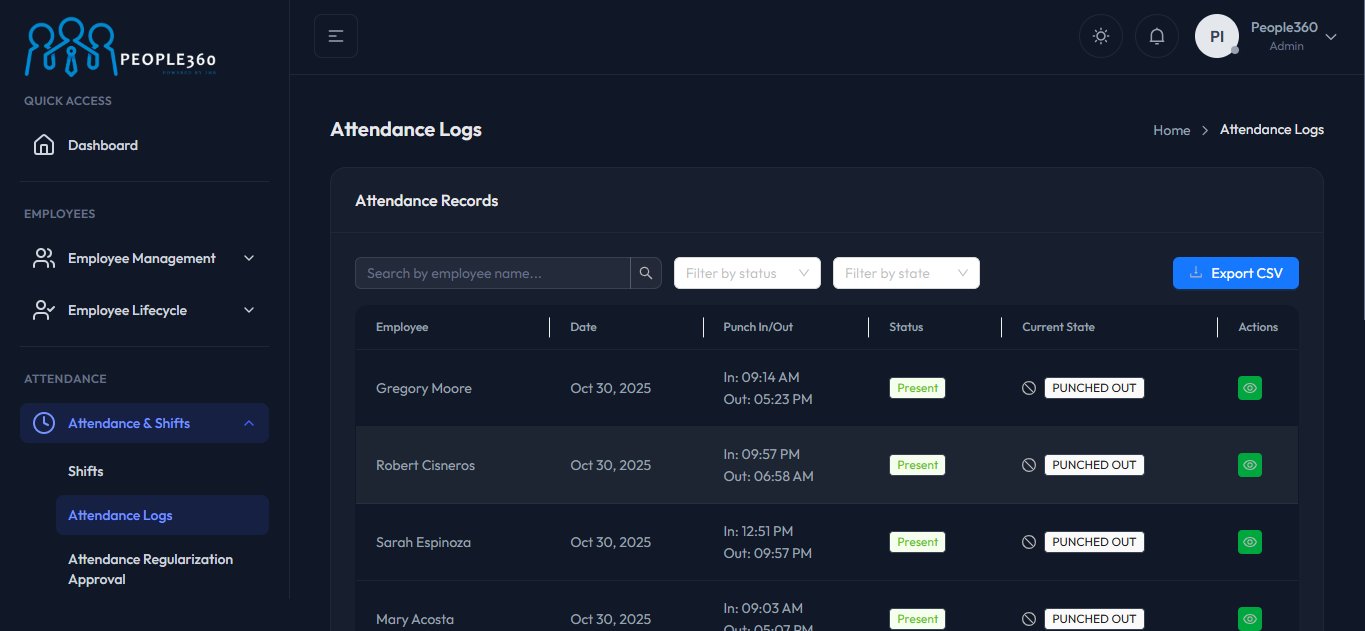 People 360 attendance